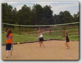 playing volleyball at the dude ranch