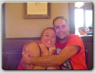 My hubby trying to keep me warm!